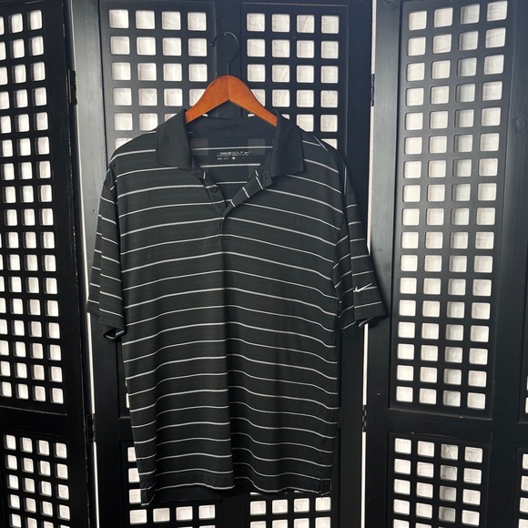 Nike Other - 🖤 Nike Golf Black Polo Mens Large White Stripe Performance Collared 🖤